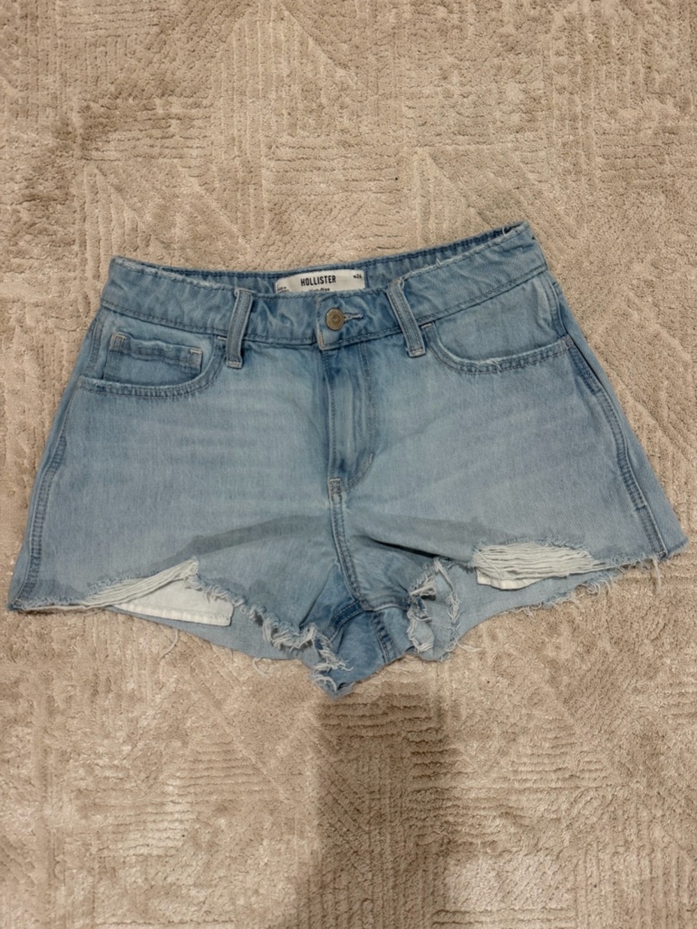 Hollister Light Wash Distressed Denim Shorts